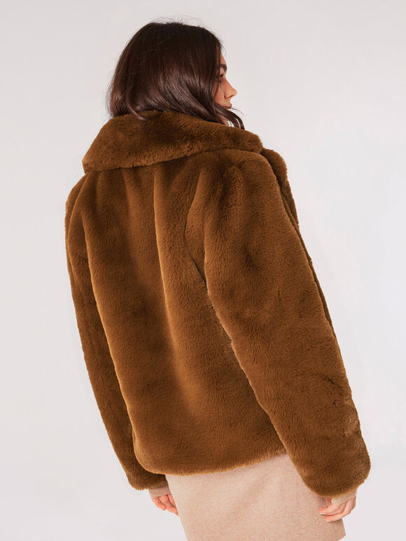 Short Opulent Fur Coat, Rust, large