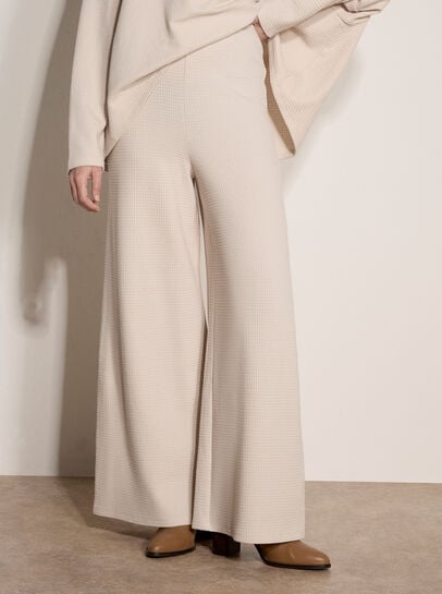 Waffle Jersey Knit Wide-Leg Joggers