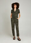 Khaki Animal Print Utility Jumpsuit, Khaki, large