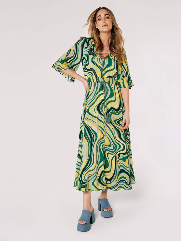 Robe Maxi Retro Swirl, Vert, large