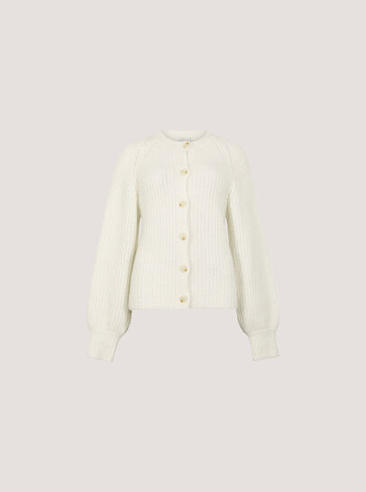 Cotton-Blend Chunky Ribbed Knit Cardigan