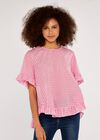 Gingham Ruffle Top, Pink, large