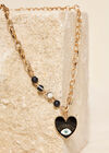 Gold Heart Eye Necklace, Black, large