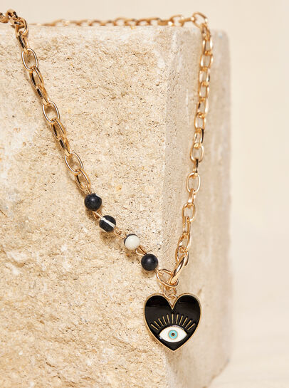 Gold Heart Eye Necklace