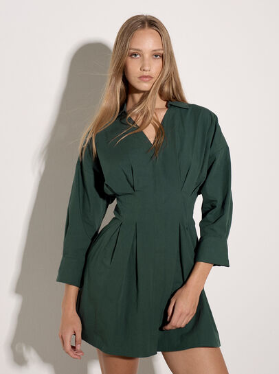 Smocked Shirt Mini Dress