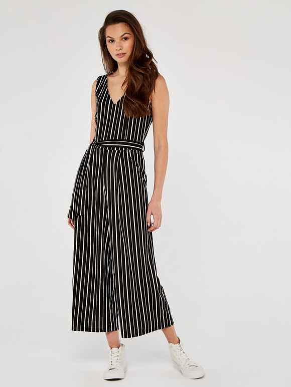 Stripe Pocket Jumpsuit, Black, large
