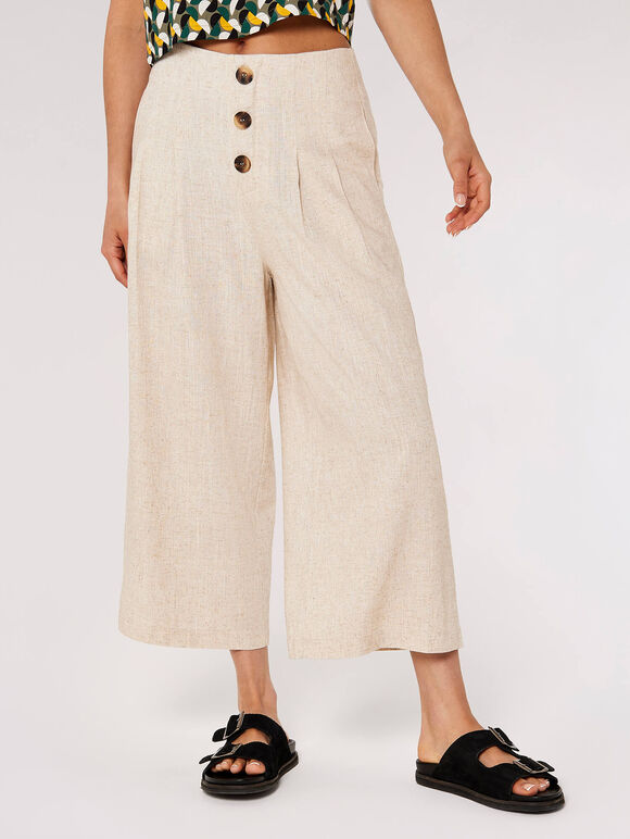 Linen Mix Culotte , Stone, large