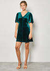 Velvet Button-Down Mini Dress, Green, large