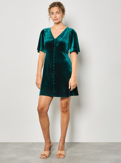 Velvet Button-Down Mini Dress