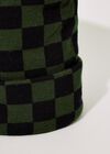 Checkered Beanie Hat, Green, large