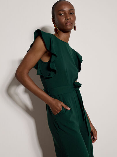 Ruffle Sleeve Jersey Jumpsuit