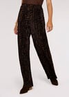 Zebra Plisse Palazzo Trouser, Brown, large