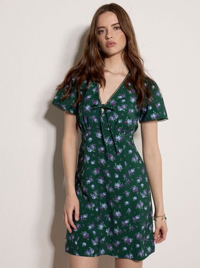 Vintage Floral Mini Tea Dress