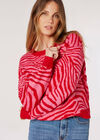 Bright Zebra Chunky Knit Jumper, Rouge, grand