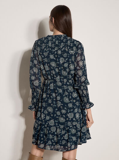 Folk Floral Chiffon Mini Dress