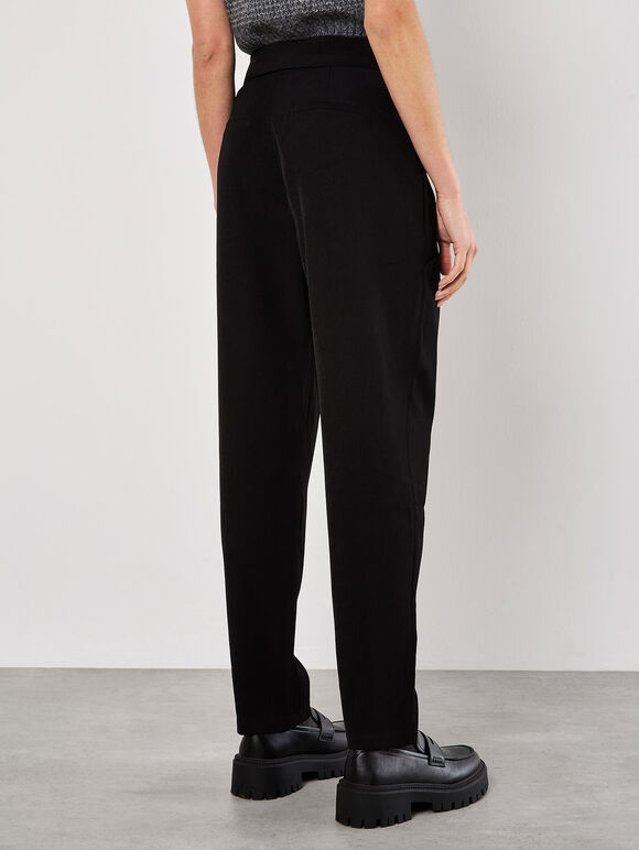 Paperbag Twill Straight Leg Trousers, Black, large