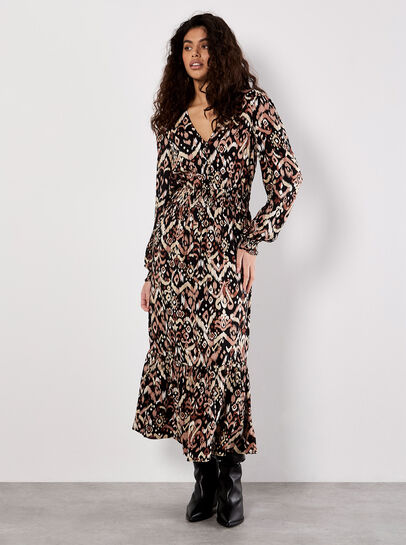 Ikat Print Midaxi Dress