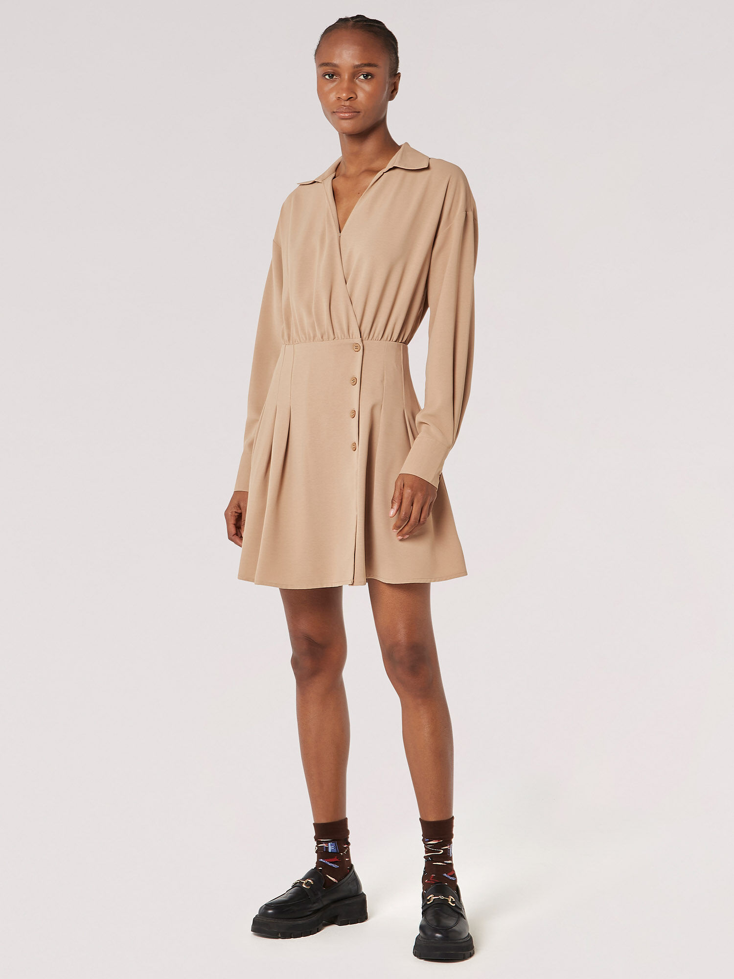 Mini robe chemise portefeuille Vetements Apricot