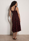 Ditsy Floral Smocked Midi Dress, Black, large