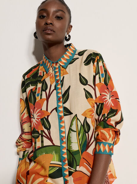 Tropical Floral Print Shirt