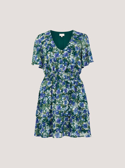 Watercolour Floral Chiffon Mini Dress