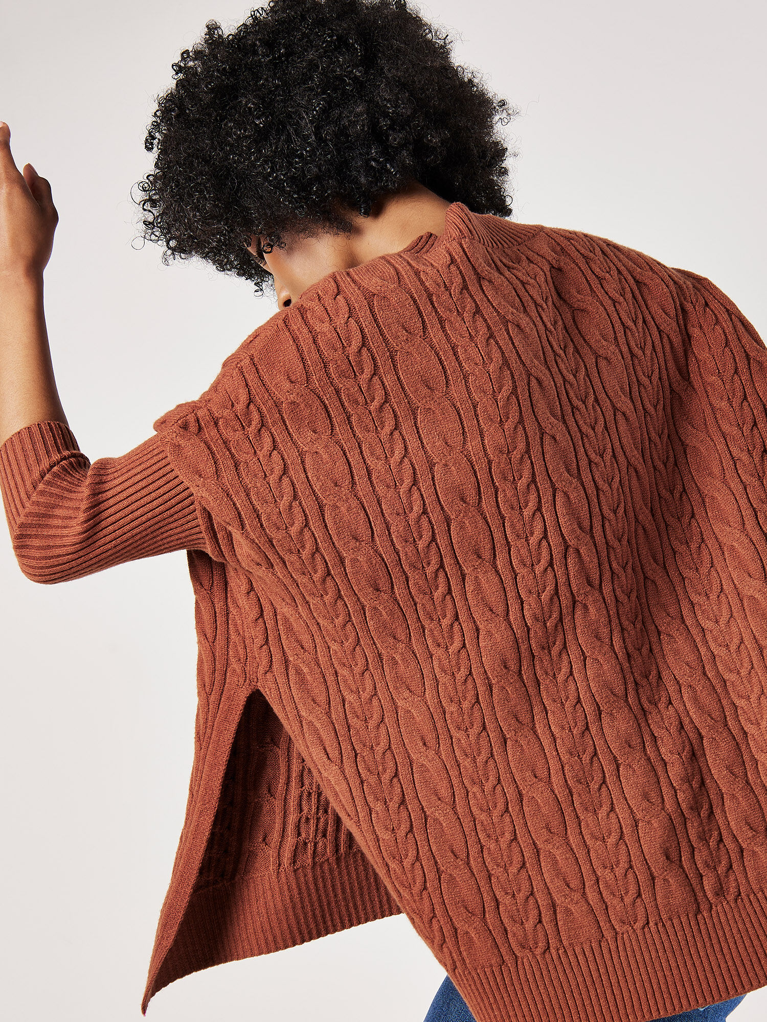 Cable Knit Oversized Jumper Apricot Clothing