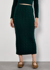 Cable Knit Maxi Skirt, Green, large
