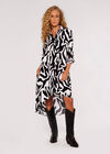 Swirl Print High-Low Mini Dress, White, large