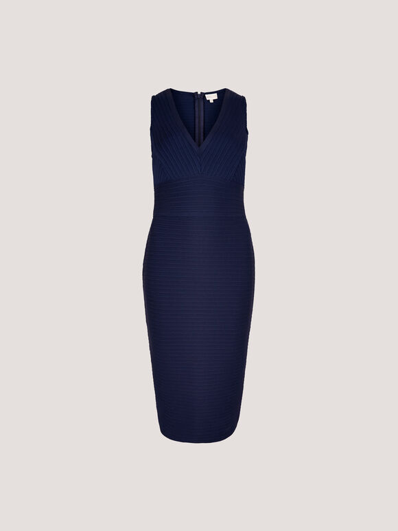 Bodycon Bandage Midi Dress, Navy, large