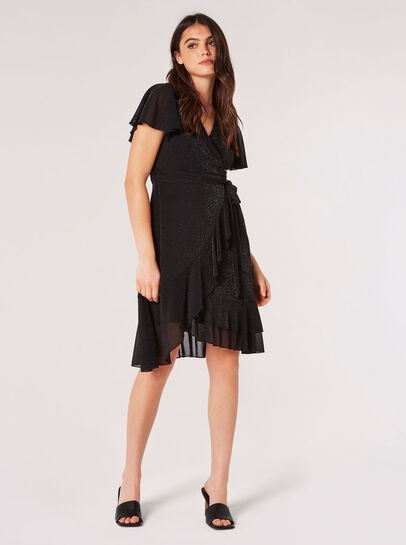 Sparkle Wrap Ruffle Mini Dress