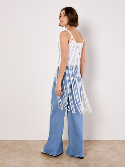 Silver Beaded Fringe Top