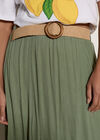 Lace Insert Belted Midi Skirt, Green, large