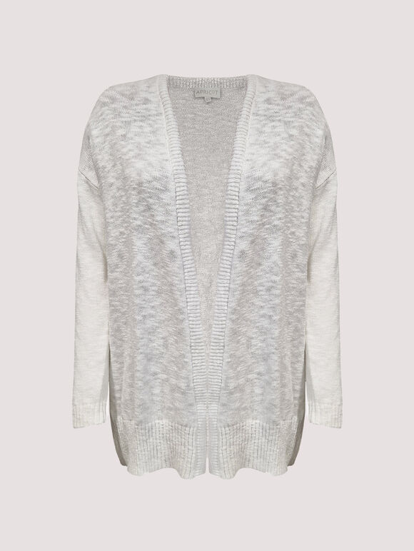Textured Slub Cardigan, Cream, large