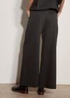 Herringbone Wide-Leg Trousers, Dark Grey/Charcoal, large