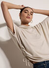 Roll Neck Oversized Top, Stone, large