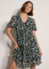 Silhouette Leaf Drawstring Mini Dress, Green, large