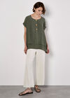 Coconut Button Layered Top, Khaki, large