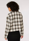 Woven Textured Check Shacket, Brown, large