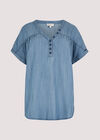 T-shirt boutonné en denim, bleu, grand