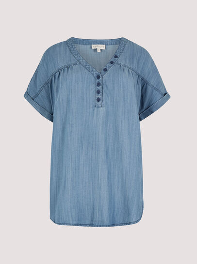 Denim Button Through Tee