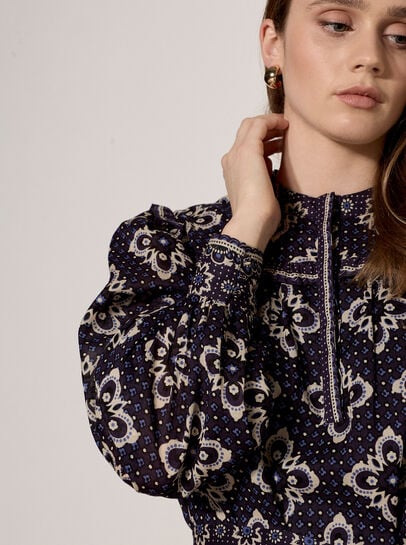 Tile Print Shift Mini Dress