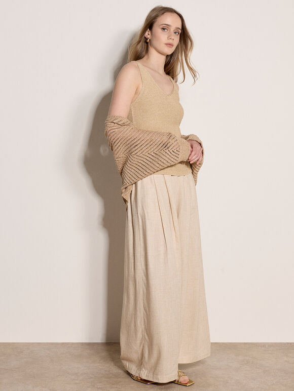 Gold Sparkle Knitted Cami Top, Gold, large