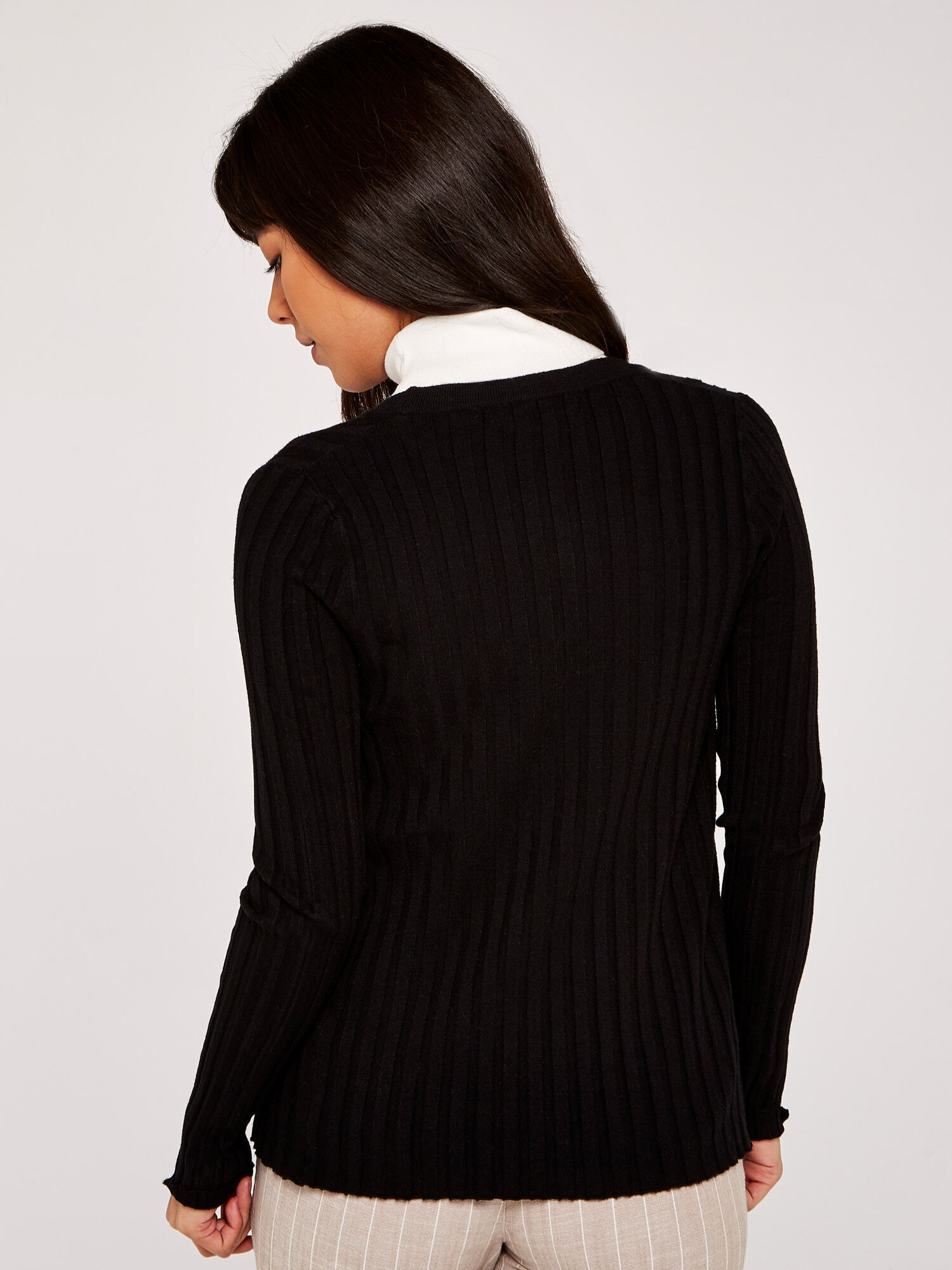 Ribbed Button Down Cardigan | Apricot UK