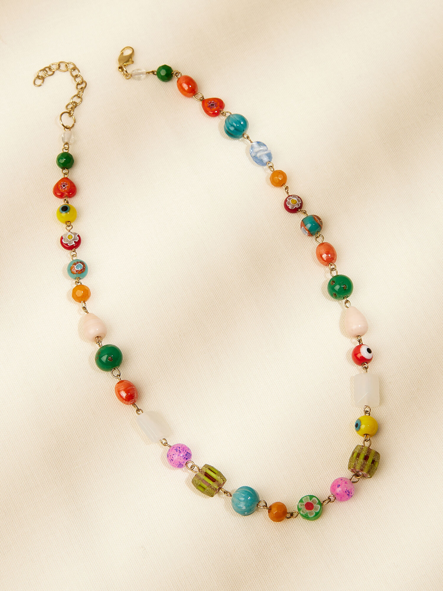 Multi Colour Stone Bead Necklace Apricot Clothing