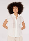Broderie Short Sleeve Shirt, White, large
