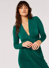 Robe midi portefeuille froncée en jersey, Vert, grand