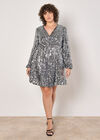 Curve Sequin Wrap Mini Dress, Light Grey / Silver, large
