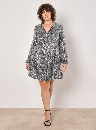 Curve Sequin Wrap Mini Dress