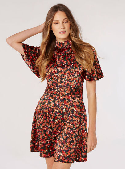 Floral Satin Mini Dress