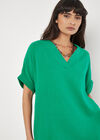 Textured Cotton Oversized T-Shirt Dress, Green, large